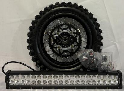 21&rdquo; LED Mountable Light Bar W/ Wiring & Junkai 80/100-10 (3.00-10) Rear Wheel Assembly, Tire/Sprocket/Disc, For 50-125cc Dirt Bike