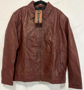 Jild Men&rsquo;s Polo Collar Premium Leather Jacket (2XL)