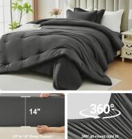 Gray Queen Comforter Set 7 Piece And Fluffy Gray Rug 8x10 for Bed Room - 2