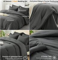 Gray Queen Comforter Set 7 Piece And Fluffy Gray Rug 8x10 for Bed Room - 4