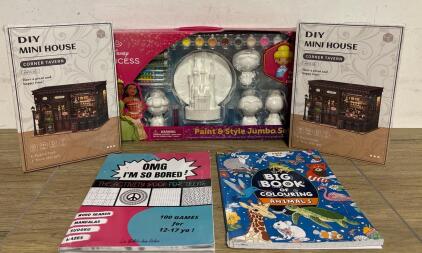 DIY Mini House Corner Tavern Kits, Disney Princess Paint Set, Teen Activity & Colouring Books Bundle