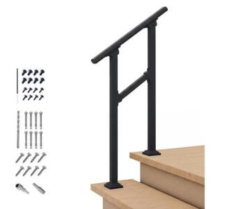 (2) CR Fence & Rail Handrails for Outdoor Steps & Indoor Stair Railing Kit