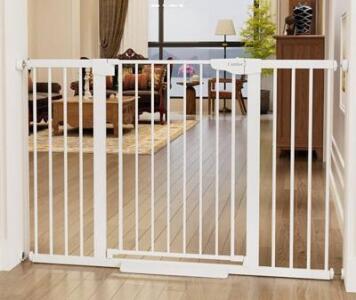 Cumbor 2 Pack Baby Gate for Stairs, 29.7-54.2&rdquo;, White