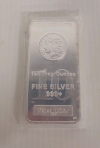 (1) Bar Ten Troy Ounces Fine Silver 999+