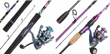 (2) Sougayilang 6&rsquo; Spinning & Casting Rod Combos, 1000 2000 Reels, Left & Right Hand Interchangable