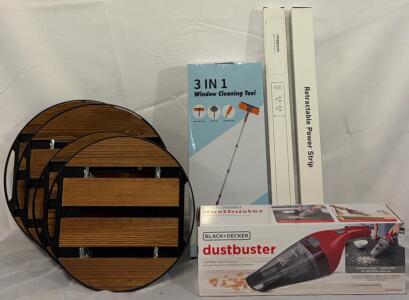 Black+Decker Dustbuster Handeheld Vacuum, (4) Plant Caddies, Window Cleaning Tool & (2) Retractable Power Strips