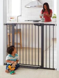 Cumbor 36" Extra Tall Baby Gates For Pets & Kids W/ Wide 2-Way Door, 29.7"- 46" Width, Black