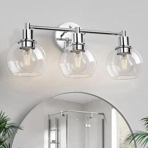 Large White Prunus mume Flower Wall Art And 3 Light Bathroom Light Fixture Modern Brushed Nickel 18 Inch