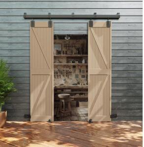 JUBEST 8FT Box Rail Exterior Barn Door Hardware Kit,