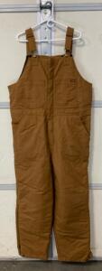 Brahma Insulated Work Bib Overalls, Brown, Size L, 98% Cotton, RN# 52469, Zipper-Legs