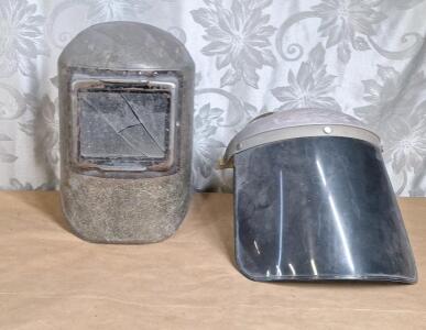 (1) Welding Helmet, (1) Dark Tinted Face Shield & (1) Tote Of Assorted Home & Auto Fasteners & Hardware