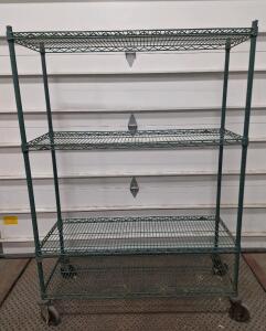(1) Metro Rack 4-Tier Green-Epoxied Metal Rolling Storage Shelves, 18"W x48"L x68"T