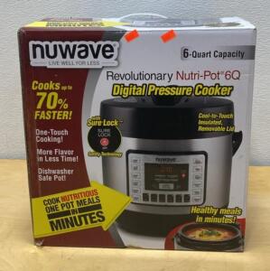 Nuwave Nutri-Pot 6Q Digital Pressure Cooker 6-Quart, 1000W, 11 Presets, Sure Lock Safety, Stainless Steel (New in Box)
