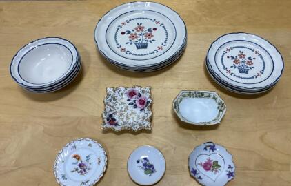 Vintage Hearthside Cumberland Brambleberry & Old Foley Plates & Bowls Set, 12 pcs, Floral, Japan/England