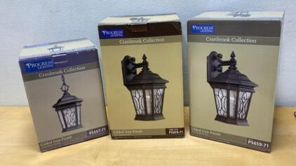 Progress Lighting Cranbrook Collection Wall & Hanging Lanterns, Gilded Iron, P5659-71 P5557-71