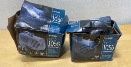 (2) EcoPlus ECO 1056 Fixed Flow Water Pump, 1000 GPH, Submersible/Inline, 120V, 70W - Unused