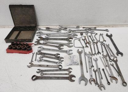 (1) Vintage Plomb Tool Box And Assorted Wrench Tools