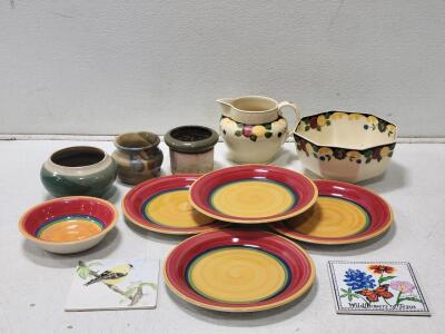 Vintage Adams England Titan Ware Lot, Fiesta Plates, Studio Pottery, Art Tiles, 12 Pieces