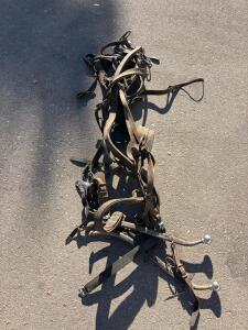 Vintage Leather Draft Horse Harness Set &ndash; Heavy Collar, Hame, Chains