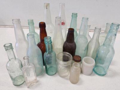 (21) Assorted Collection of Vintage Old Glass Bottles