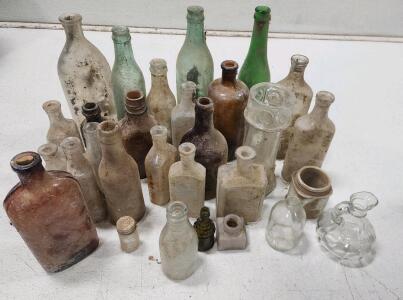 (29) Assorted Collection of Vintage Old Glass Bottles
