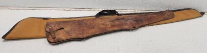 (1) Soft-Sided Canvas And Leather Gun Case (1) Vintage Leather Rifle Scabbard