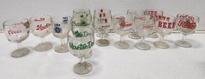 (15) Vintage Assorted Drink Thumbprint Design Glass Goblets