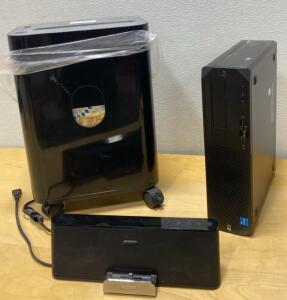 HP Z2 SFF G4 Workstation Intel Core, Royal PX1201 12-Sheet Shredder, Sony RDP-T50IPN Dock Speaker ( All Power On )