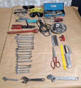 (3) Crescent Wrenches, (16) Assorted Box End Wrenches & Assorted Hand Tools
