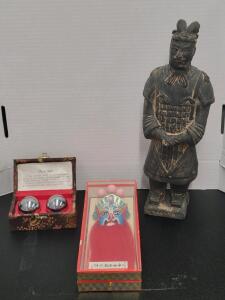 Vintage Lot! Including: Chinese Hand Balls, Mask, & Statue
