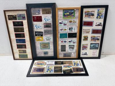 Large Framed Collection of 1986&ndash;2007 Car Show Dash Plaques, Idaho California Nevada Oregon Events