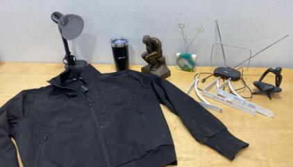 Don&rsquo;t Think About it. Large Micron Jacket ( Unused ) - Lamp ( Works ) Rabbit Ears - Home Decor and More