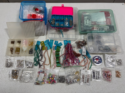 Huge Jewelry Making Lot: Hildie & Jo Beads, Charms, Findings, Tools, Storage.
