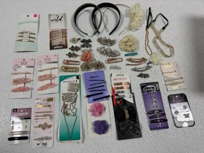 Large Mixed Lot of Women&rsquo;s Hair Accessories &ndash; Barrettes, Headbands, Bobby Pins, Pearls, Rhinestones