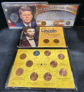 (1) Treasured U.S. Coins Collection (1) The Lost Kennedy Half Dollars Collection (1) Complete Lincoln Penny Design Collection Set