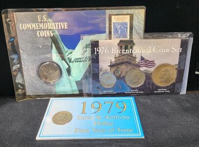 (1) U.S. The First Ten Years Commemorative Coins (1) 1976 Bicentennial Coin Set (1) 1979 Susan B. Anthony Dollar First Year of Issue Coin