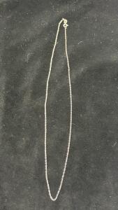 Silver 16&rdquo;-18&rdquo; chain marked 925 and &ldquo;188&rdquo;. Delicate Yellow Gold Cable Chain 16-18" with Spring Ring Clasp