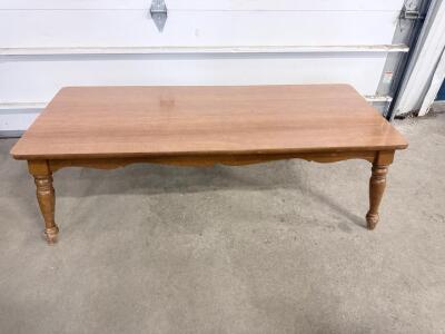 Traditional Wooden Coffee Table, Turned Legs, 48"x20"x16", Medium Brown Finish