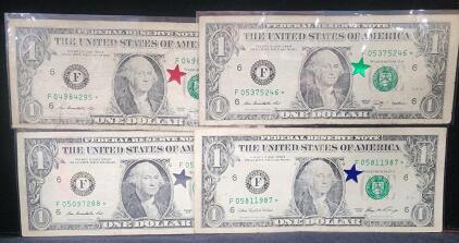(4) Series 2006-2013 One Dollar Star Note Bills