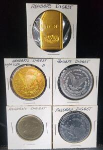 (5) Vintage Reader's Digest Advertising Sweepstakes Tokens and Coins
