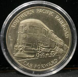 (1) .999 Fine Silver Southern Pacific Railroad's "Cab Forward" California State Capital Locomotive Medallion