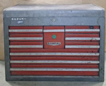 (1) Vintage Craftsman Locking 10-Drawer Tool Chest W/ (1) Key