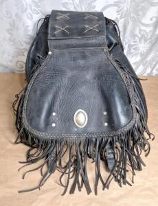 (1) Vintage Set Of Fringed Leather Saddle Bags