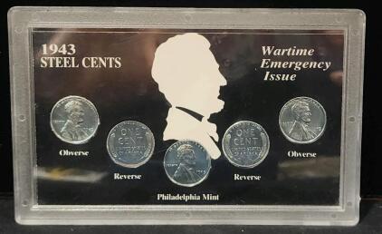 (1) 1943 Steel Cents Wartime Emergency Issue Coin Collection