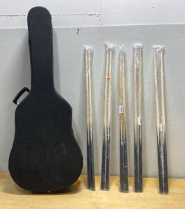 Guitar Case - (10) Unused Pool Cues 36&rdquo;