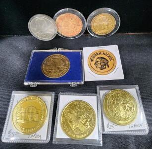(1) Predators of North America Wolf Medallion (1) Limited Edition Highland Mint Commemorative Coin featuring Dan Marino (3) Collectible Souvenir Token Multnomah Falls in Oregon And More