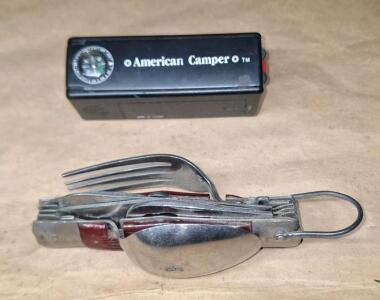 (1) Vintage 10-Utencil Camping Knife & (1) Vintage American Camper (8) Function Multi Tool