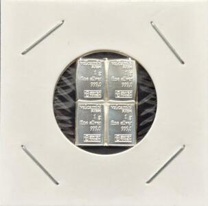 Valcambi Suisse 4 x 1g .999 Fine Silver CombiBar &ndash; Divisible Bars, Sealed Holder, Switzerland