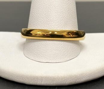 Gold Tone Tungsten Carbide Wedding Band Ring, Domed, Marked, Size 14., Code 2410735