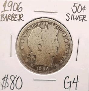 1906 G4 Silver Barber Half Dollar
